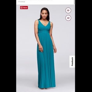 NWT David’s Bridal Long Mesh Dress with Cowl Back Detail in OASIS